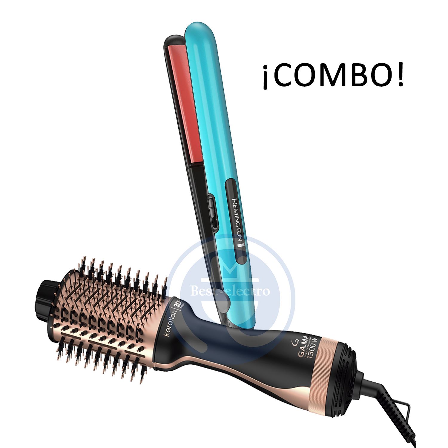 Combo Alisadora Remington S1520 y Cepillo Secador Gama.